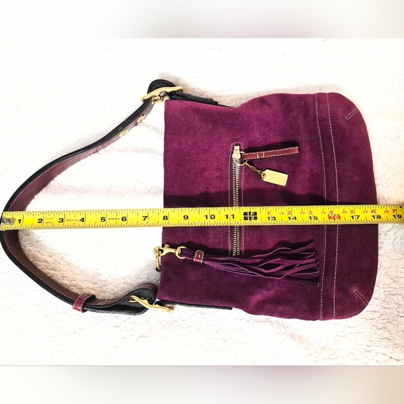 COACH: Grape Soft Suede Duffle Purse - Picture 6 of 11